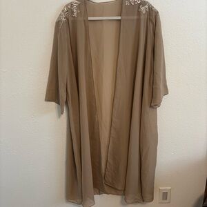 Elegant Tan Sheer Kimono/cardigan clean girl coquette flowy
